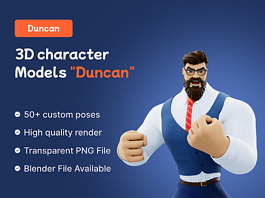 3D肌肉男商业人物角色模型 Duncan - 3D Character Models