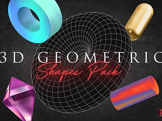 矢量3D几何形状球体立方体圆锥体12种配色PSD,AI格式3D Geometric Shapes Pack