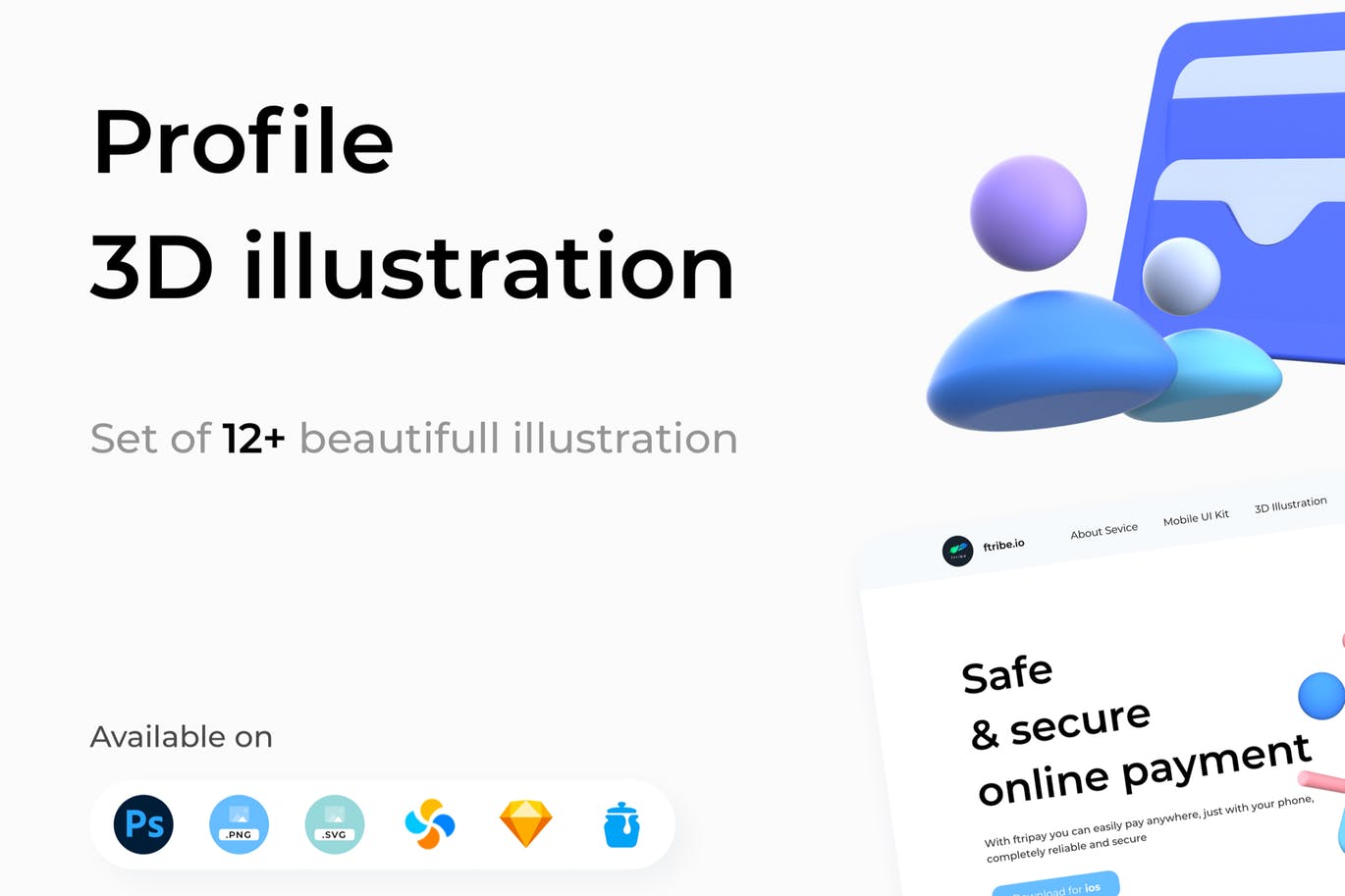 3D立体C4D风格购物促销3D图标icon合集profile-3d-illustrations