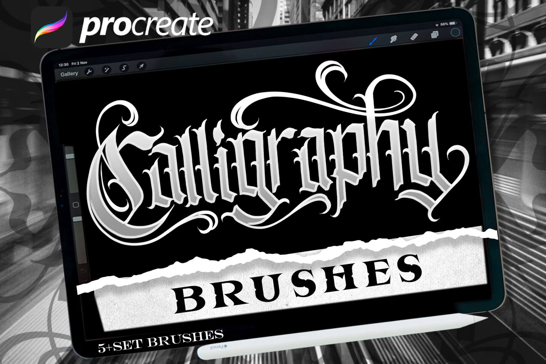 手写书法装饰字Procreate笔刷下载 Calligraphy Brush