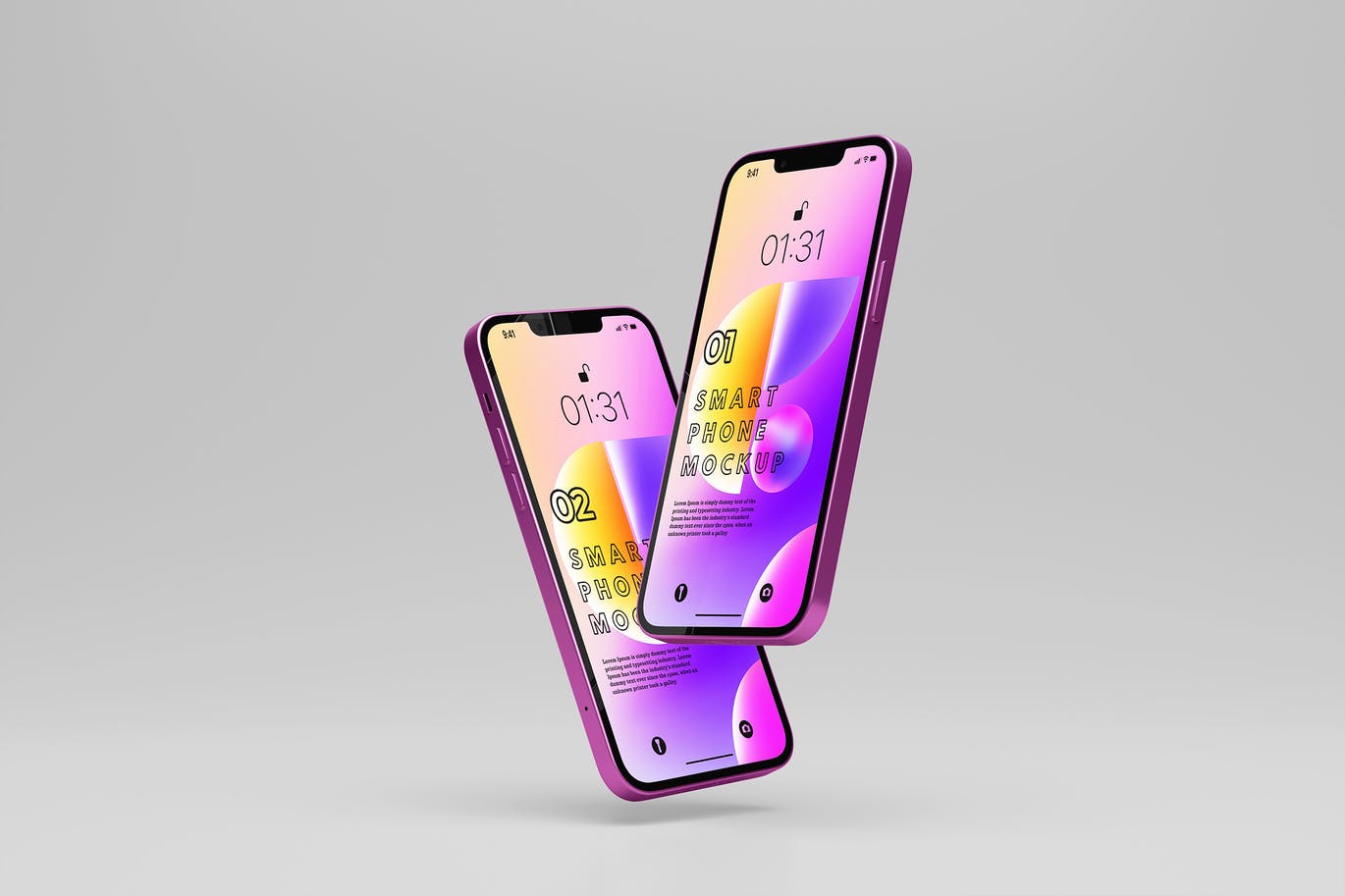 粉色iPhone 13 APP UI样机展示模型iphone-13-mockup-酷社 (KUSHEW)