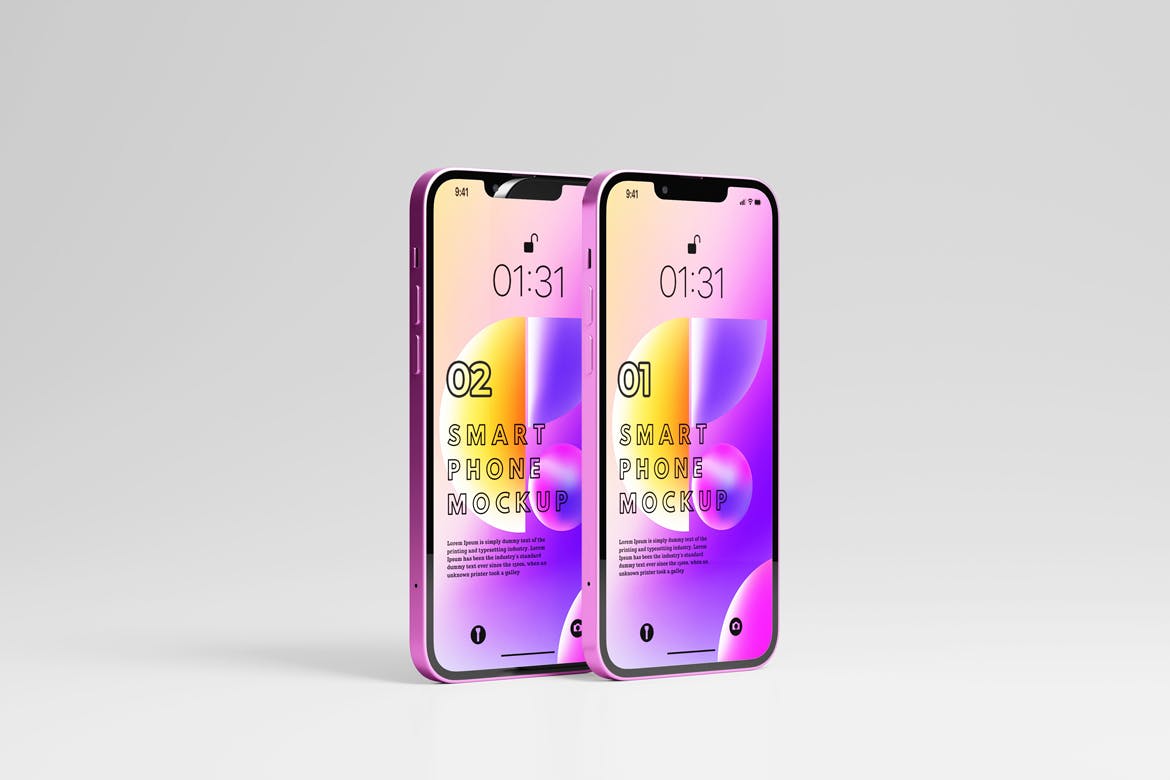 粉色iPhone 13 APP UI样机展示模型iphone-13-mockup-酷社 (KUSHEW)