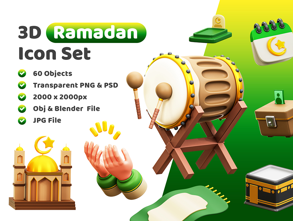 3D斋月元素icon图标 3d Ramadan Icon