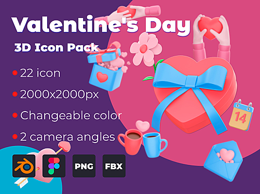 520情人节3D图标包 Valentines Day 3D Icon Pack
