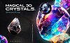 24款超现实霓虹多色3D宝石&水晶PNG素材包 3D Gems & Crystals Collection