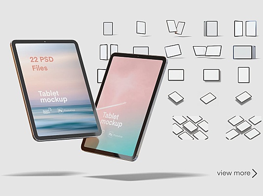 1.33GB新款iPad Air 2022平板电脑平铺等距悬浮样机ipad-air-2022-mockups