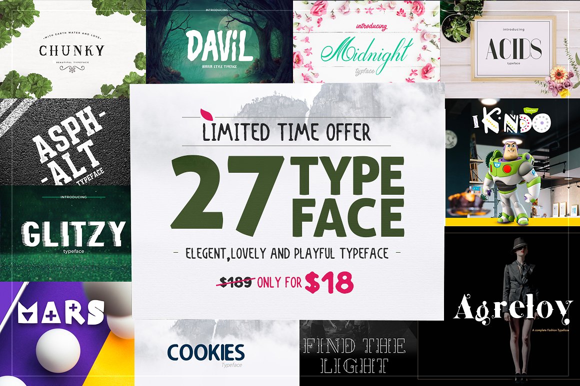27款创意独特的英文字体打包下载 27 Typeface