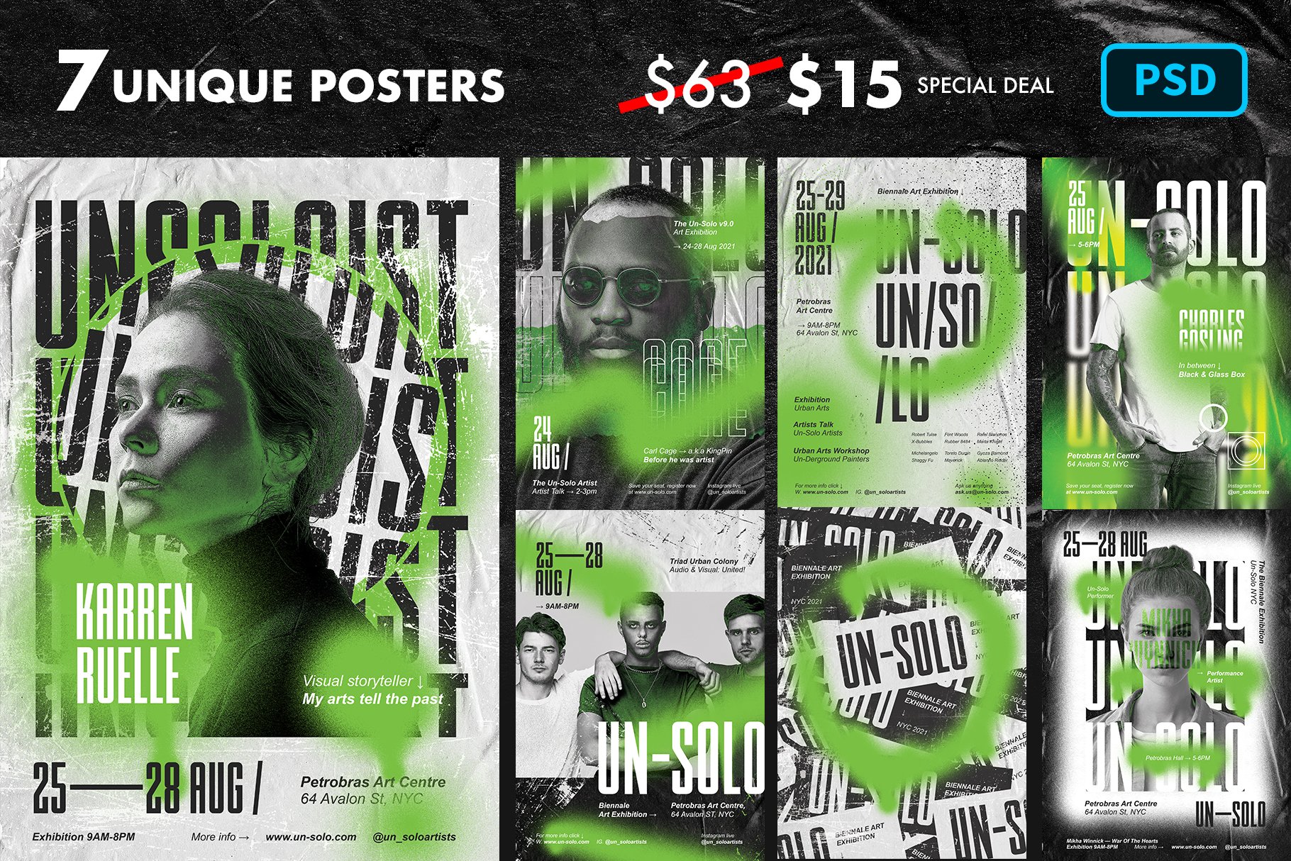 好莱坞电影质感喷漆艺术海报设计模板Artist Event Poster Templates-酷社 (KUSHEW)