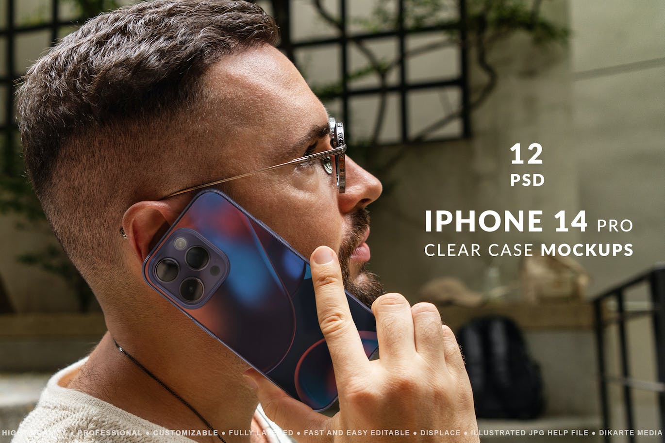 iPhone 14 Pro手机外壳图案设计样机 iphone-14-pro-clear-case-mockups-酷社 (KUSHEW)