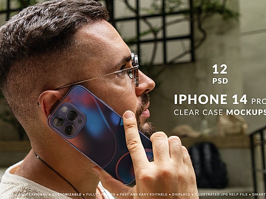 iPhone 14 Pro手机外壳图案设计样机 iphone-14-pro-clear-case-mockups
