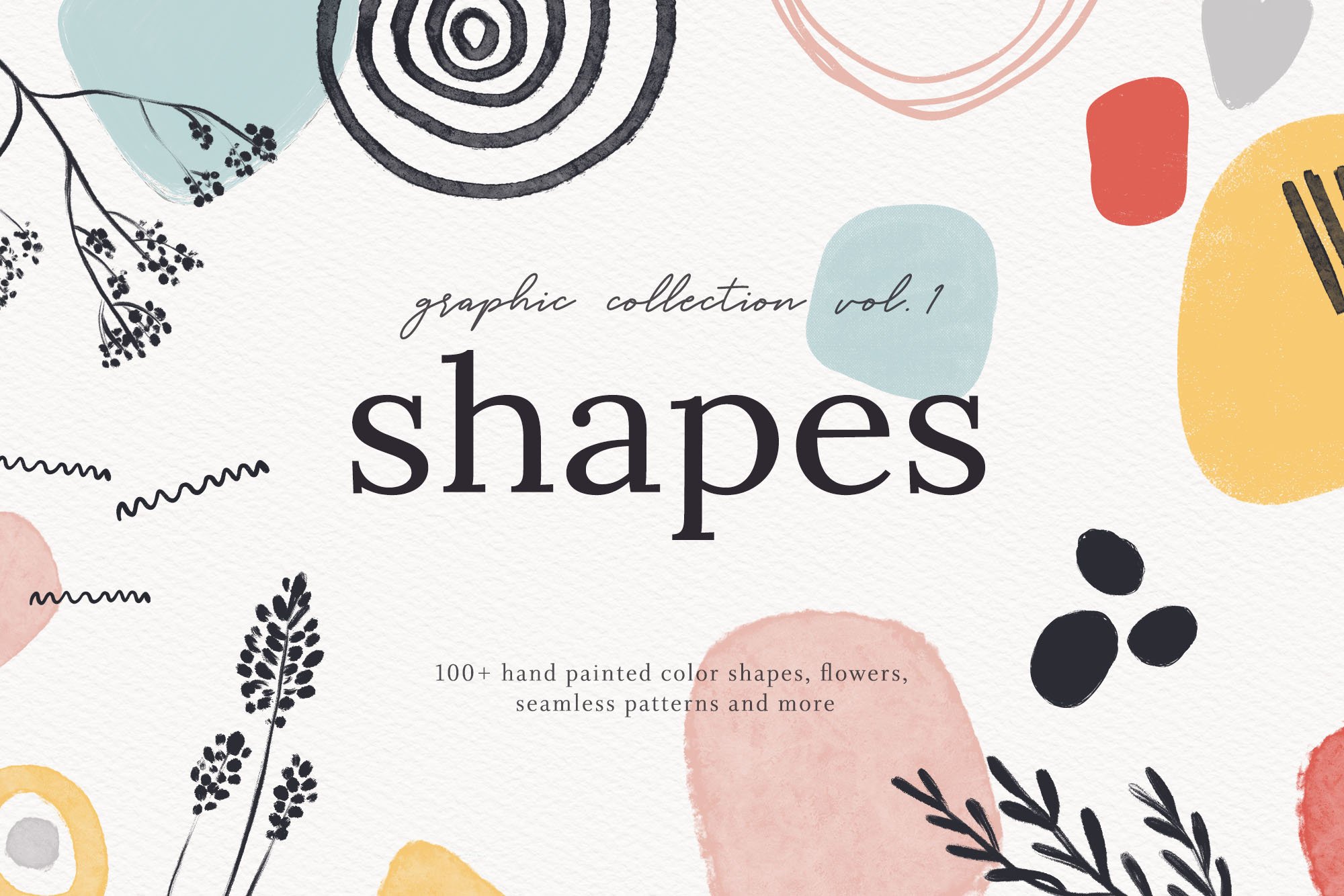 100+抽象形状手绘图形图案社交媒体素材Abstract Shapes Print Graphics