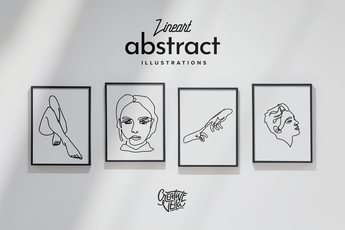 抽象高端手绘线条艺术矢量插画海报设计模板集合 lineart-abstract-vector-illustrations