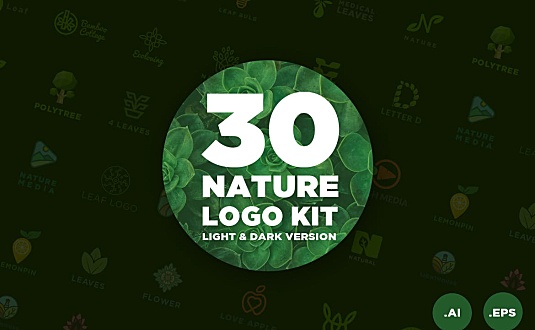 30个绿色环保健康主题logo标志设计模板 30-nature-logo-kit