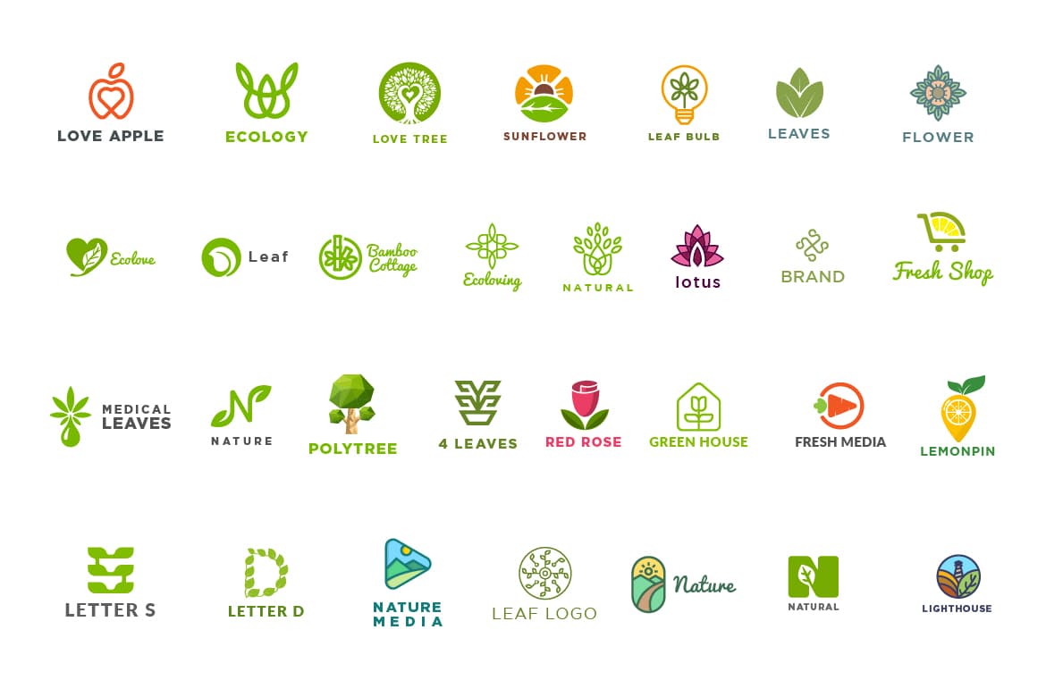 30个绿色环保健康主题logo标志设计模板 30-nature-logo-kit-酷社 (KUSHEW)
