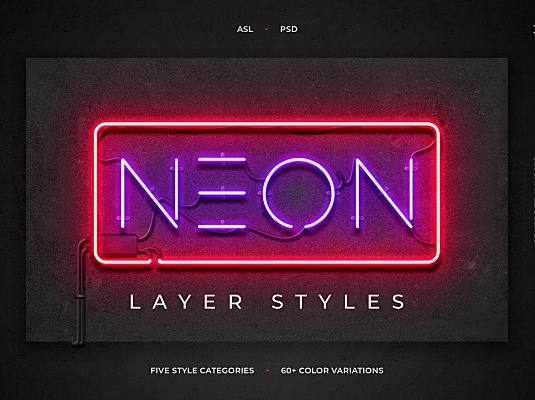 C4D质感霓虹灯字体photoshop图层样式集合neon-layer-styles