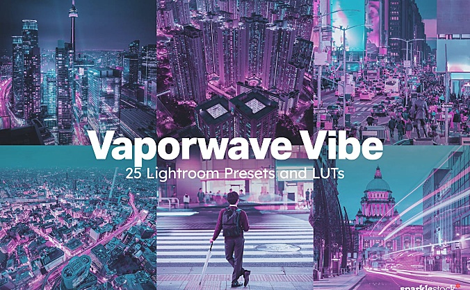 25+赛博朋克2077夜景街景lightroom预设&LUTs 25-vaporwave-vibe-lightroom-presets-and-luts
