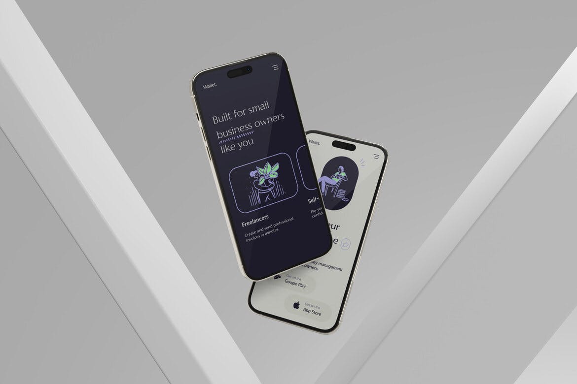 漂浮iPhone 14 pro手机样机APP UI屏幕展示 floating-phone-14-pro-mockup-酷社 (KUSHEW)