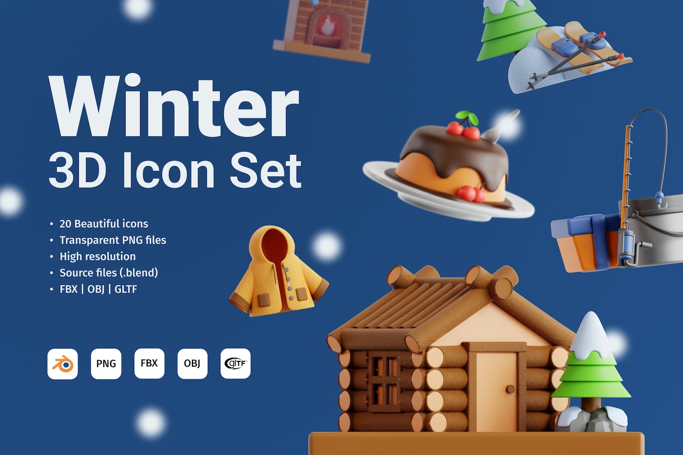 20+冬季主题3D图标icon素材包3d-winter