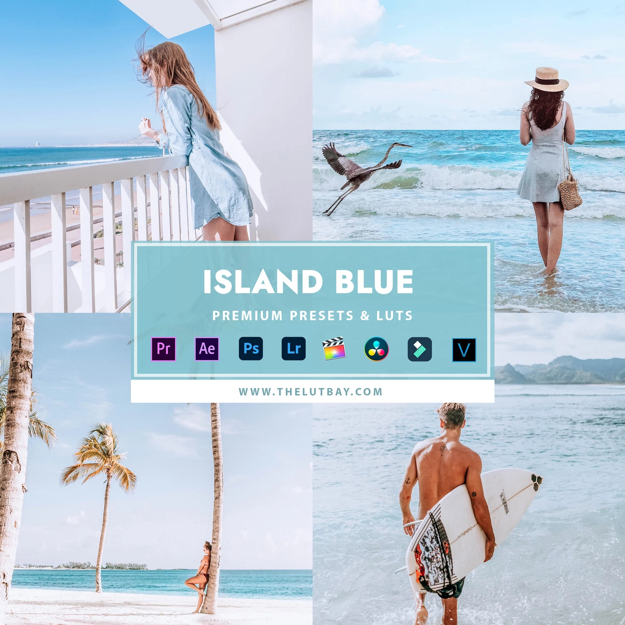 清新透亮海岛LR预设Vlog视频后期调色LUT预设 TheLutbay Island-Blue presets-酷社 (KUSHEW)
