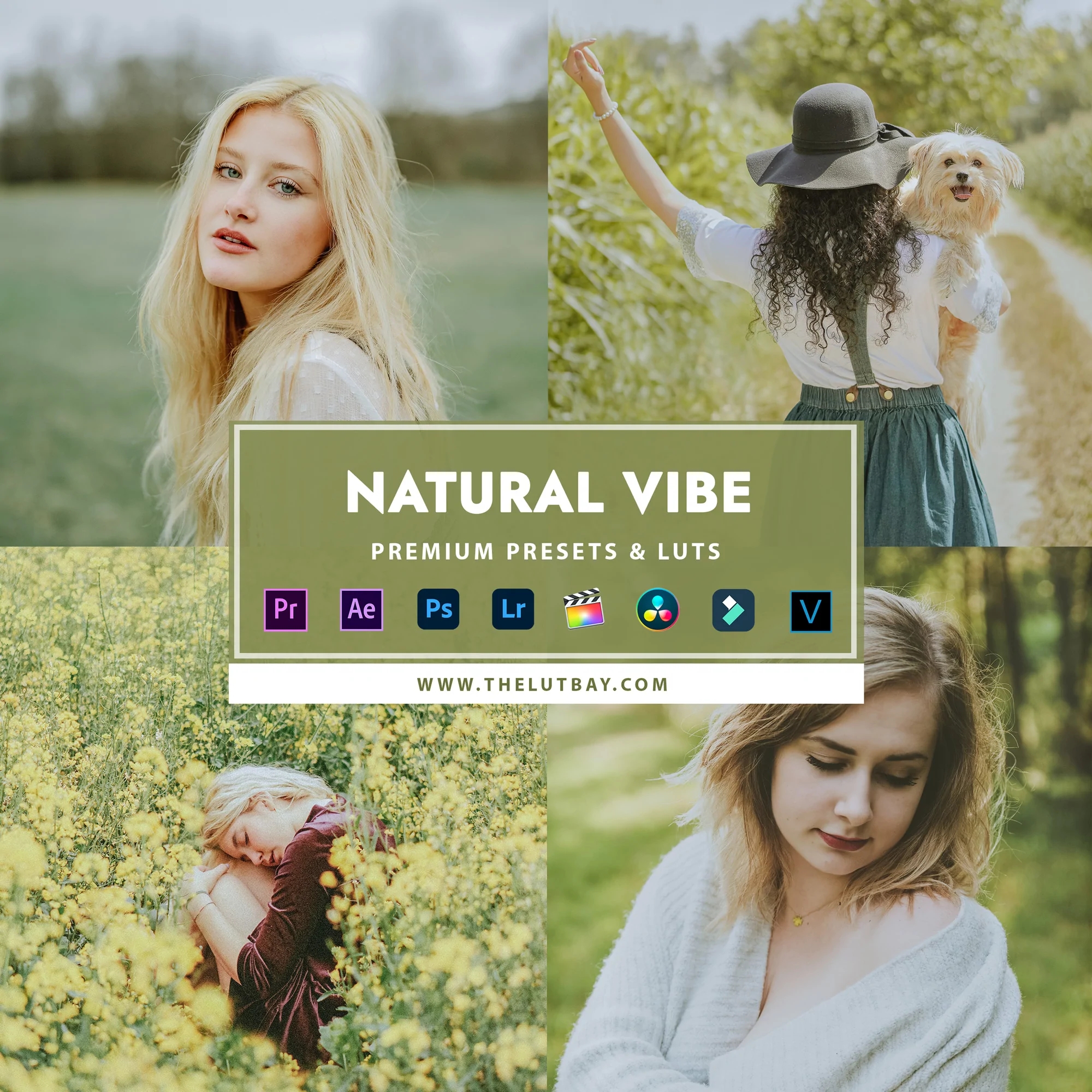 橄榄绿色自然风光LR预设Vlog视频后期调色LUT预设 TheLutbay Natural-Vibe presets-酷社 (KUSHEW)