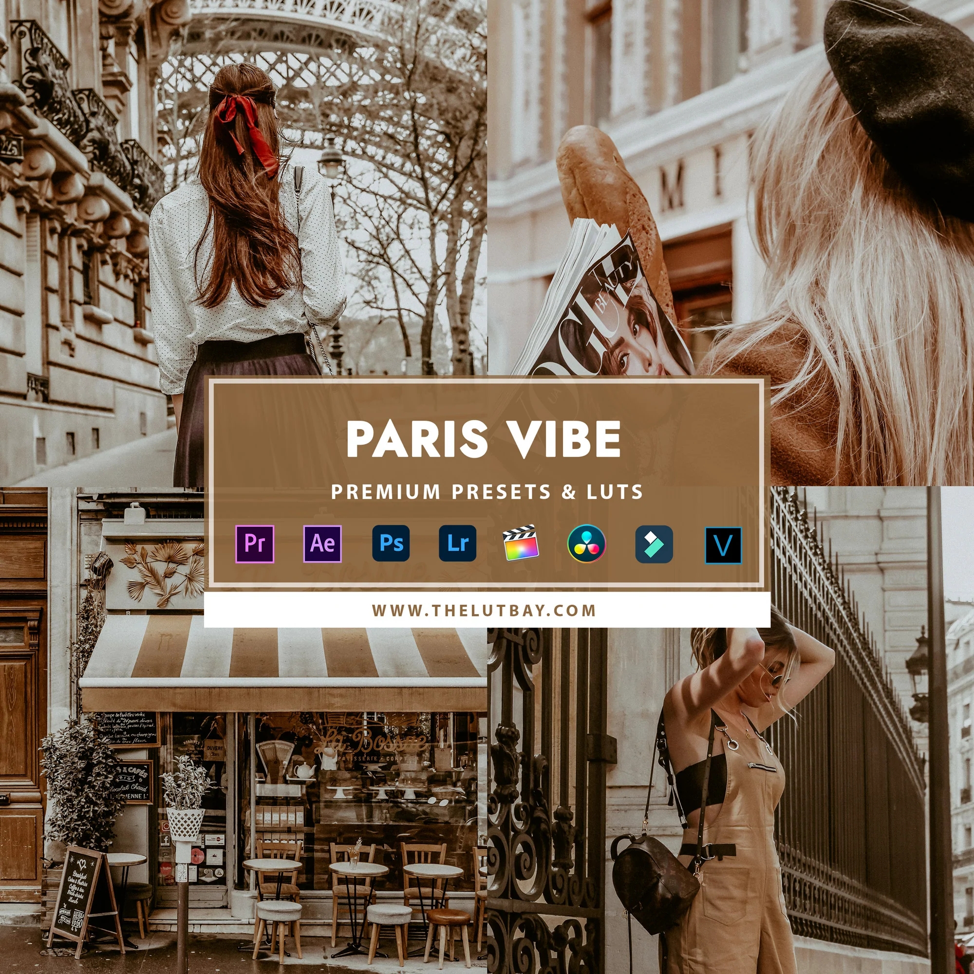 巴黎法式复古街拍人像LR预设Vlog视频后期调色LUT预设 TheLutbay Paris-Vibe presets-酷社 (KUSHEW)