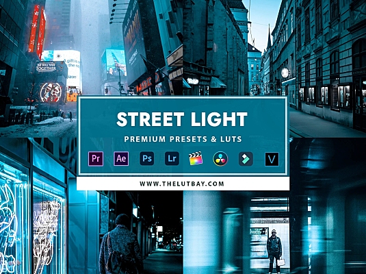 城市夜景霓虹灯蓝LR预设Vlog视频后期调色LUT预设 TheLutbay Street-Light presets