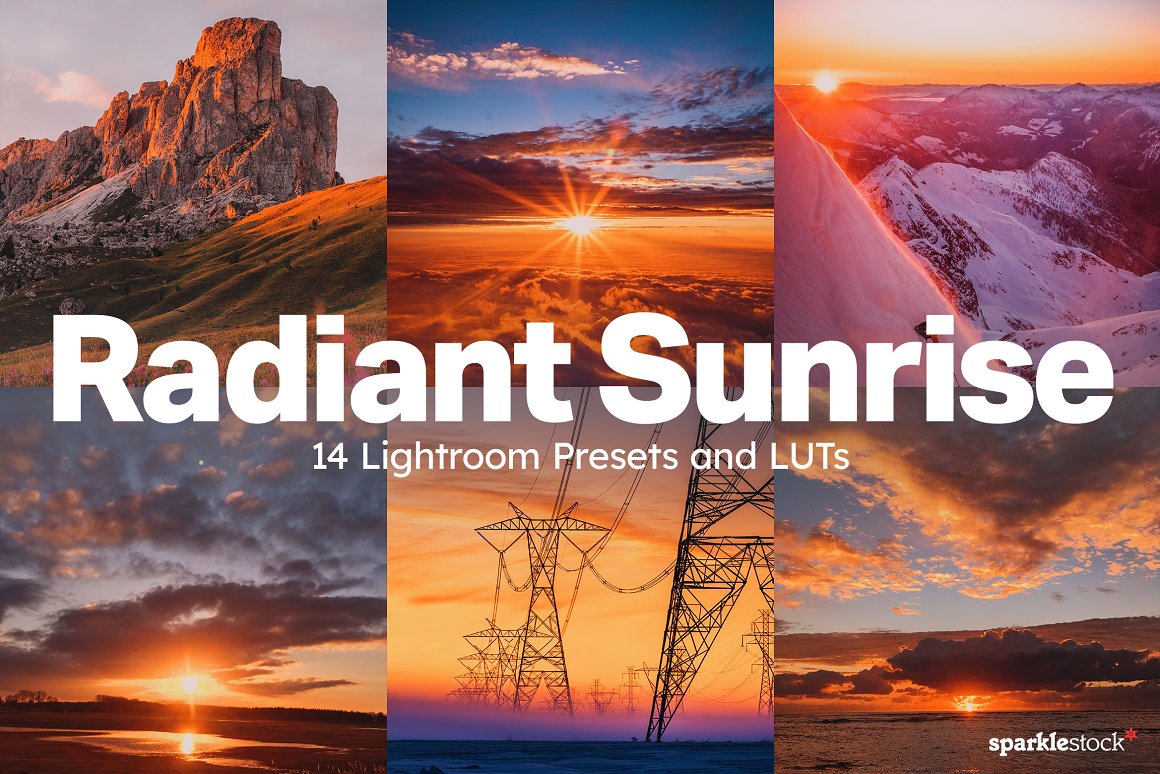 14个日出日落黄昏后期调色lr预设及视频调色LUT Radiant Sunrise Lightroom Presets-酷社 (KUSHEW)