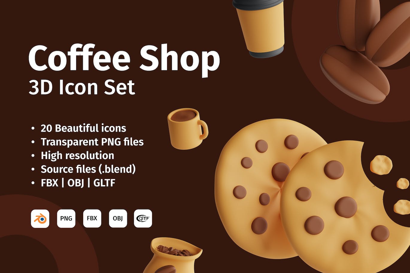 20+咖啡店主题3D图标icon合集coffee-shop-3d-icon-set-酷社 (KUSHEW)