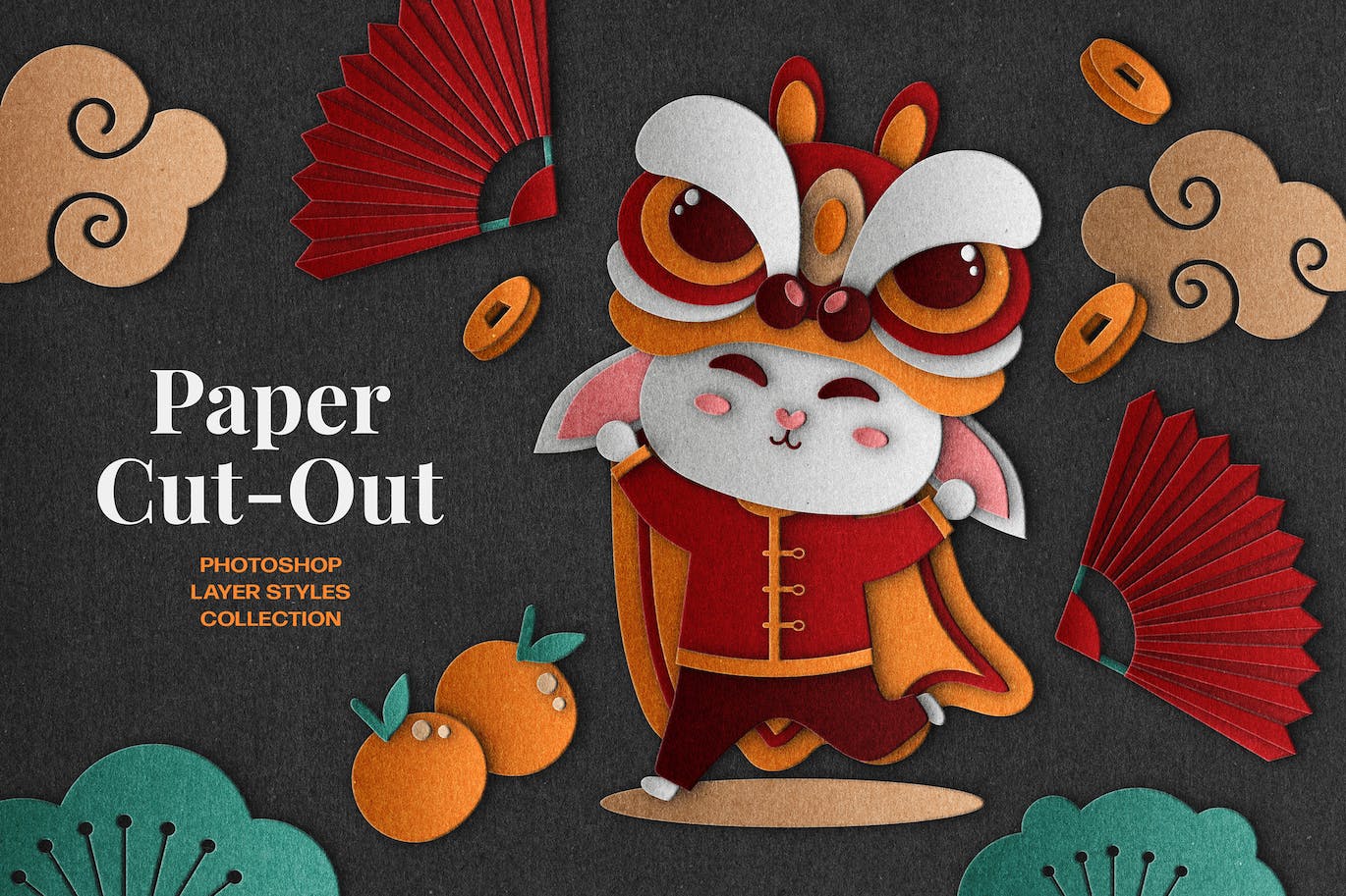 中式新年剪纸效果PS图层样式scissors-wizard-paper-cutout-effect-酷社 (KUSHEW)