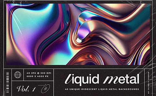 40+渐变液态金属背景图底纹纹理大集合liquid-metal-iridescent-pack