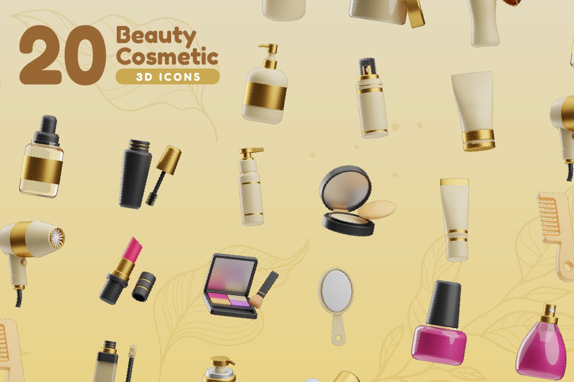 20+护肤品化妆品主题3D图标合集cubicle-beauty-cosmetics-3d-icons-酷社 (KUSHEW)