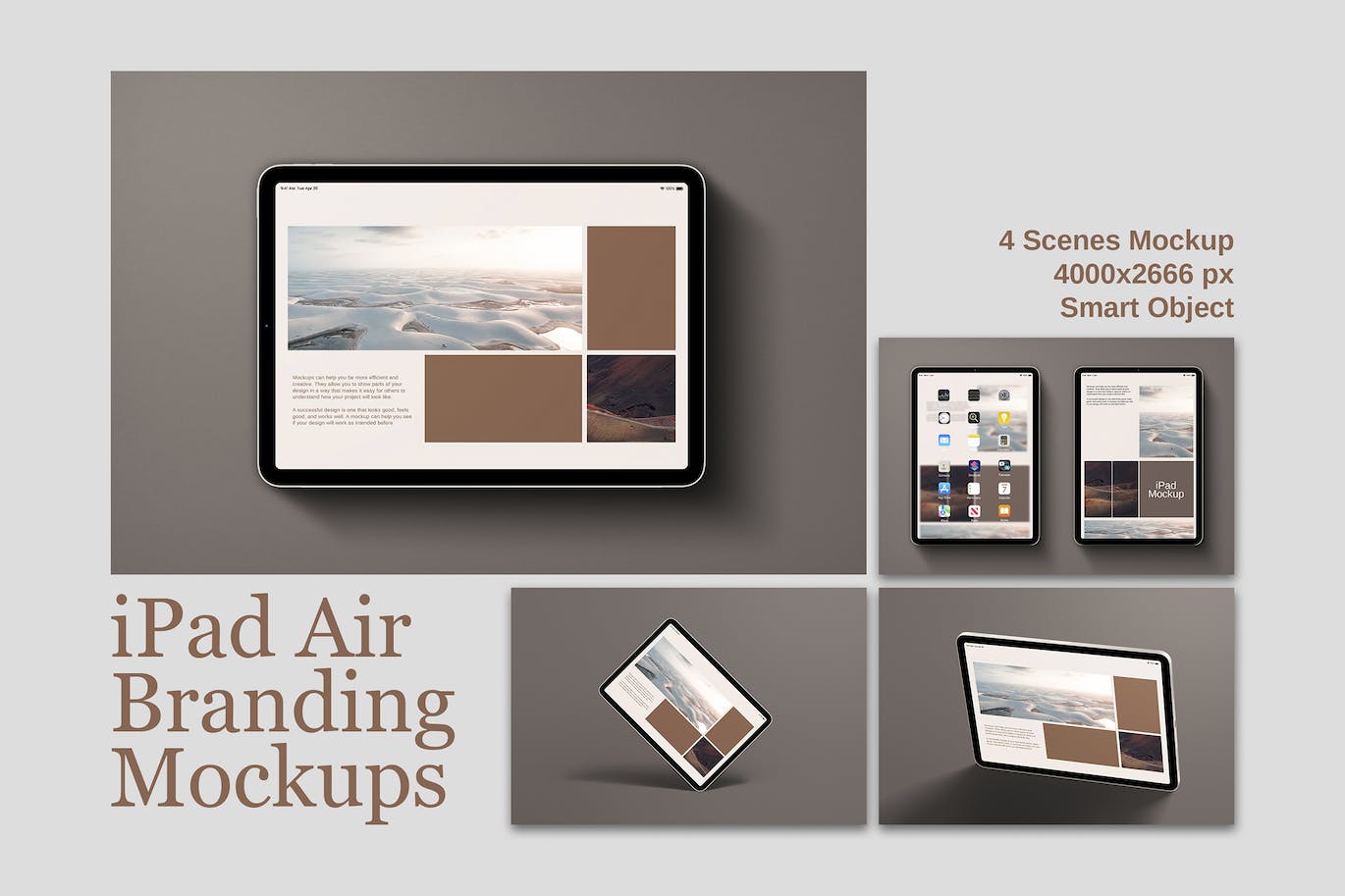 iPad Air全面屏平板UI屏幕展示设计样机ipad-air-mockup-酷社 (KUSHEW)