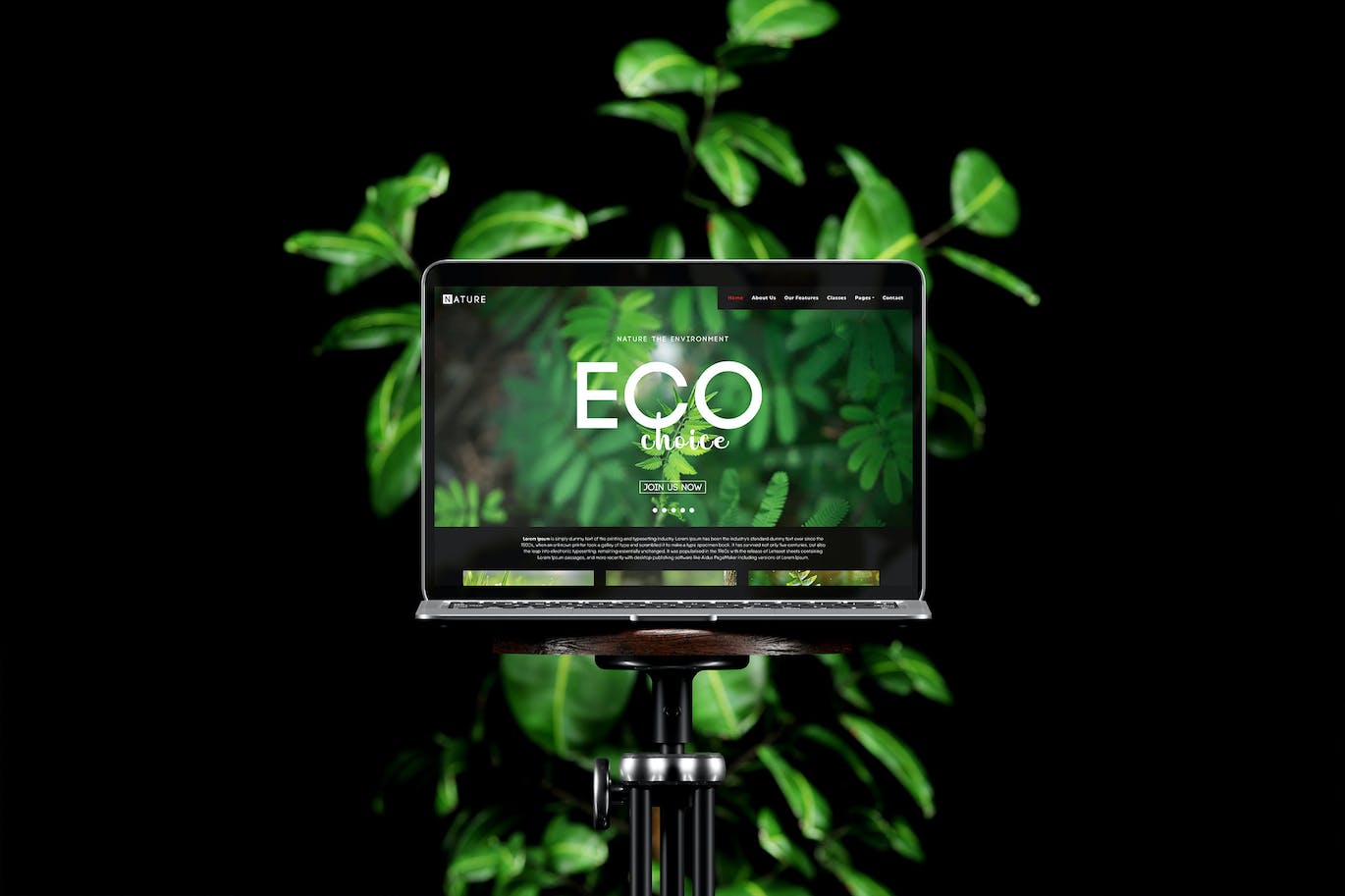 绿色植物场景MacBook Air笔记本屏幕展示样机with-green-plant-mockup-酷社 (KUSHEW)