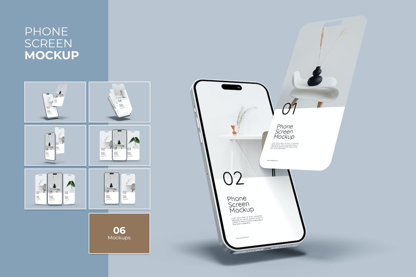 卡片式iPhone 14 Pro屏幕UI内容展示样机设计phone-with-app-screen-mockup