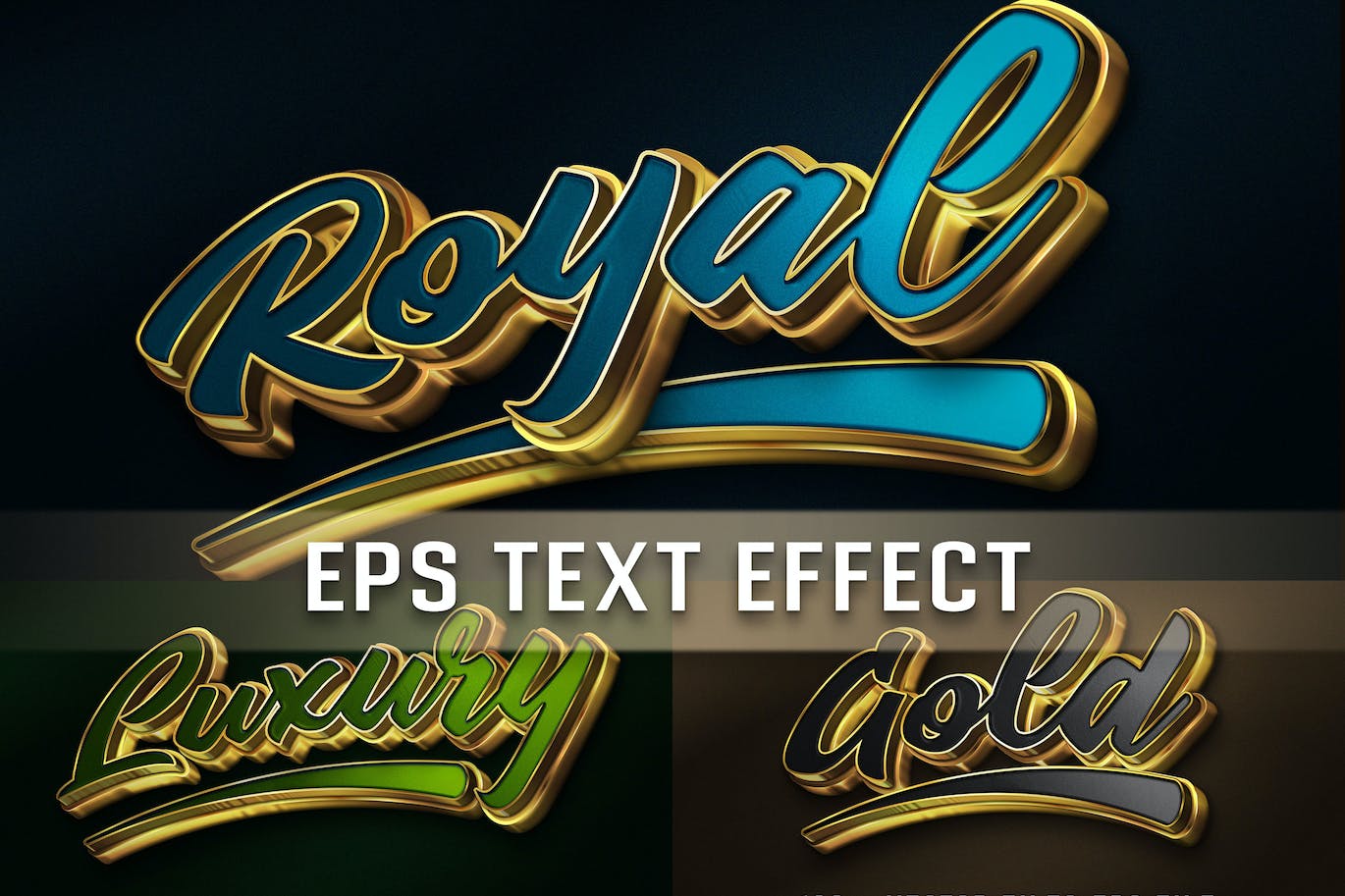 3D立体金属字体设计素材图层样式-EPSluxury-editable-eps-text-effect