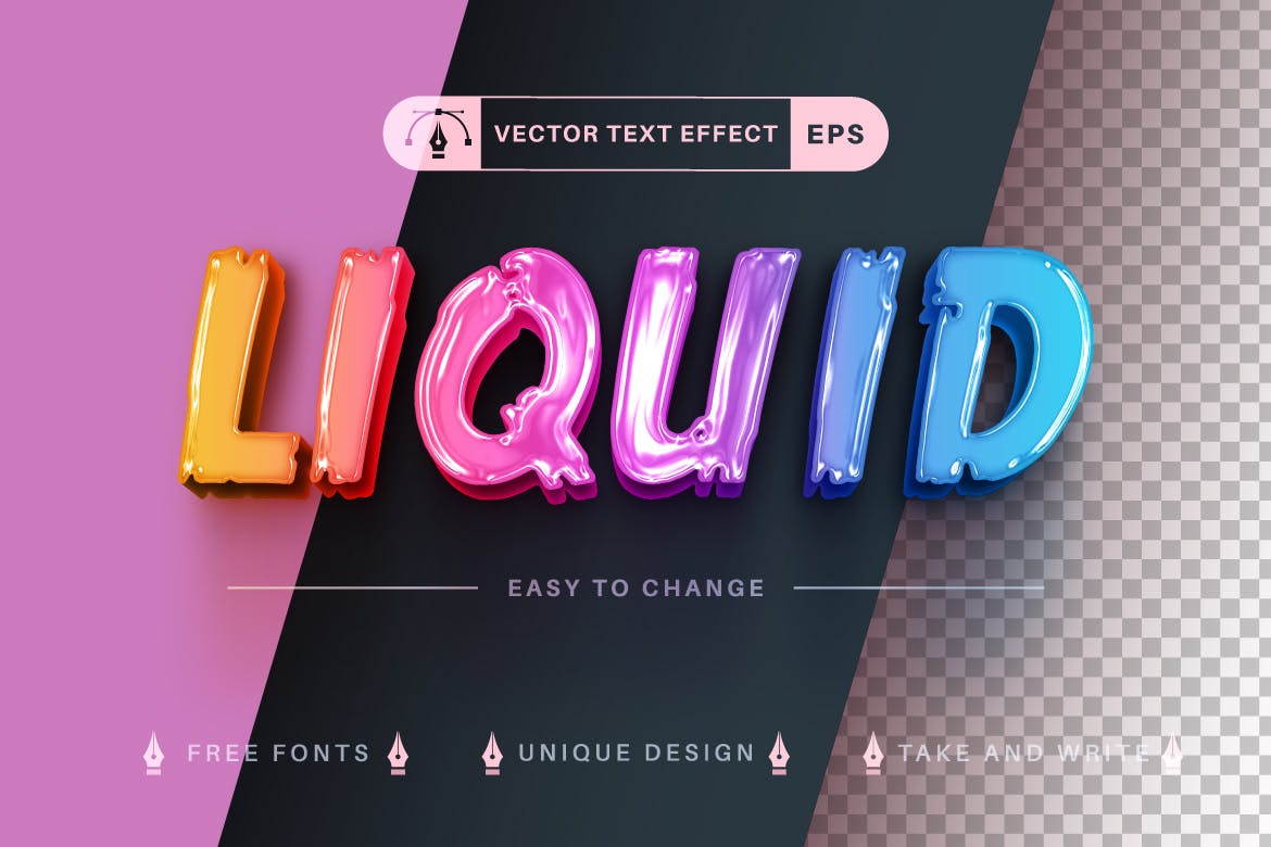 海报LOGO果冻3D立体文字效果PS图层样式unicorn-slime-editable-text-effect-font-style