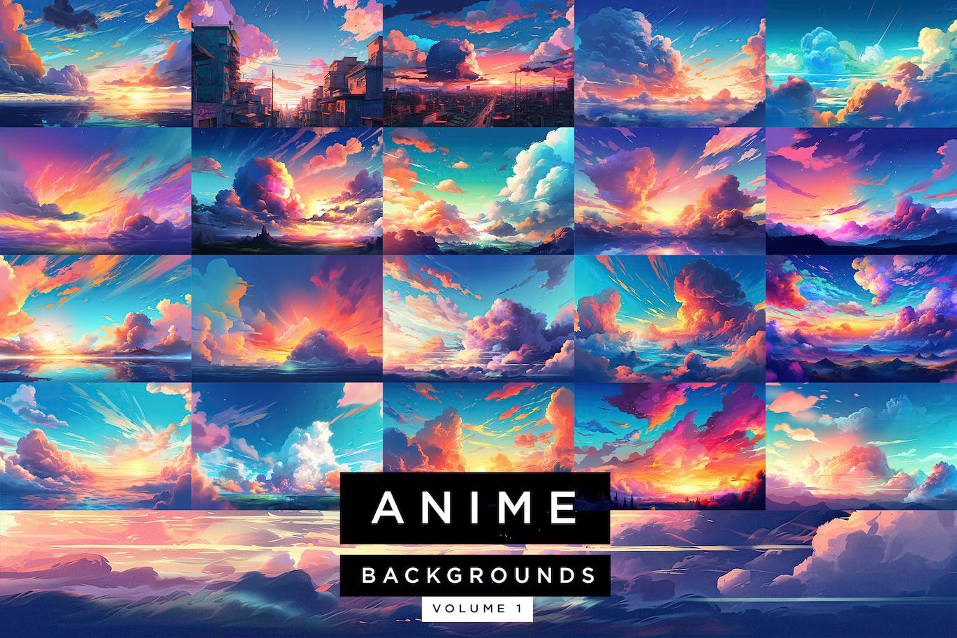 21+动漫风格云彩天空背景底纹纹理大集合anime-backgrounds-pack-volume-1